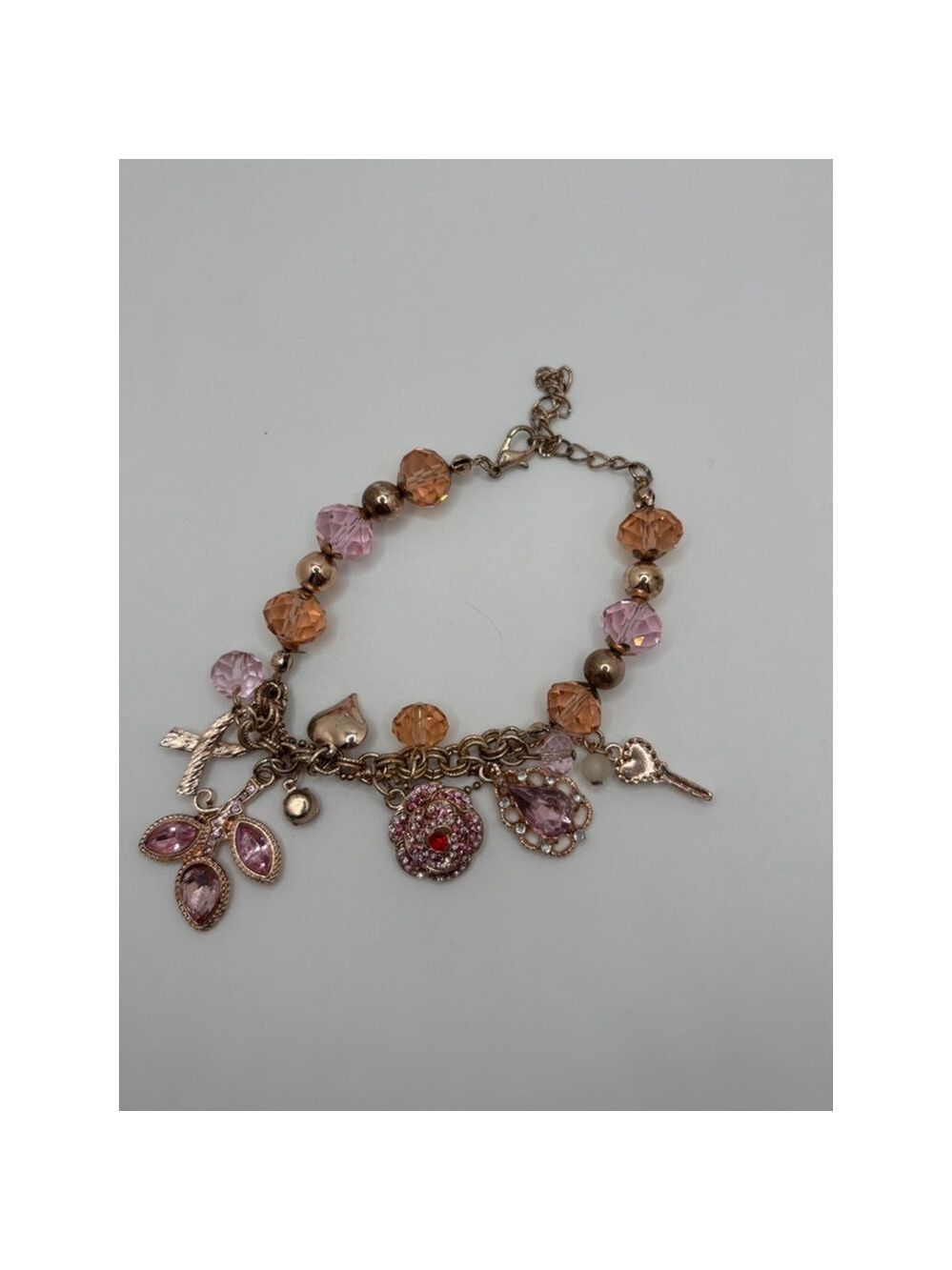 Rose Gold Pink Breast Cancer Awareness Charm Bracelet